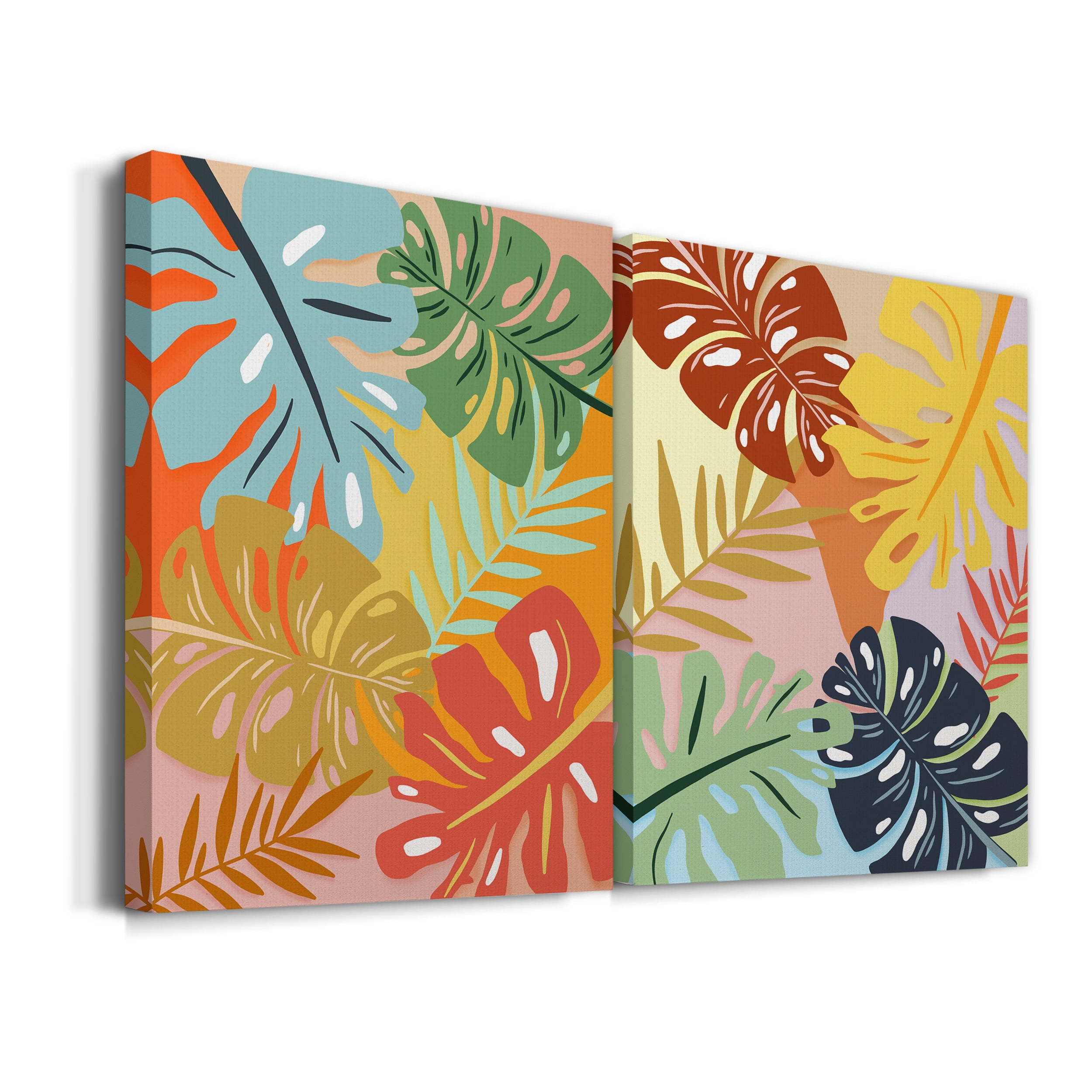 Tropical Foliage I Premium Gallery Wrapped Canvas - Ready to Hang - Set of 2 - 40 x 60 Each