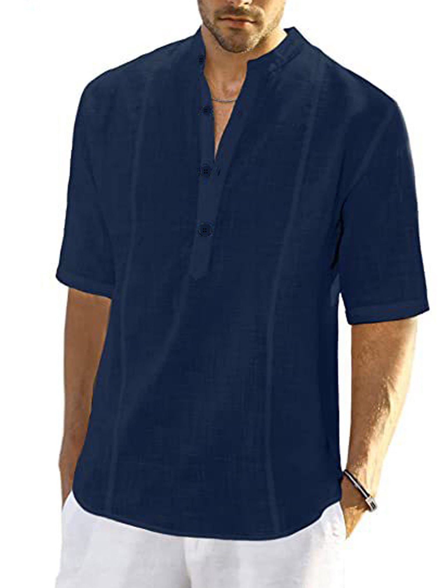 Men's Button Down Collared Neck Hollow Out Shirt