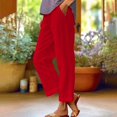 thumbnail image 2 of BODOAO Women's Linen Cropped Pants Ankle Capris Straight Leg Trousers Loose Pocket Cotton and Linen Casual Pants Red 4Xl, 2 of 6