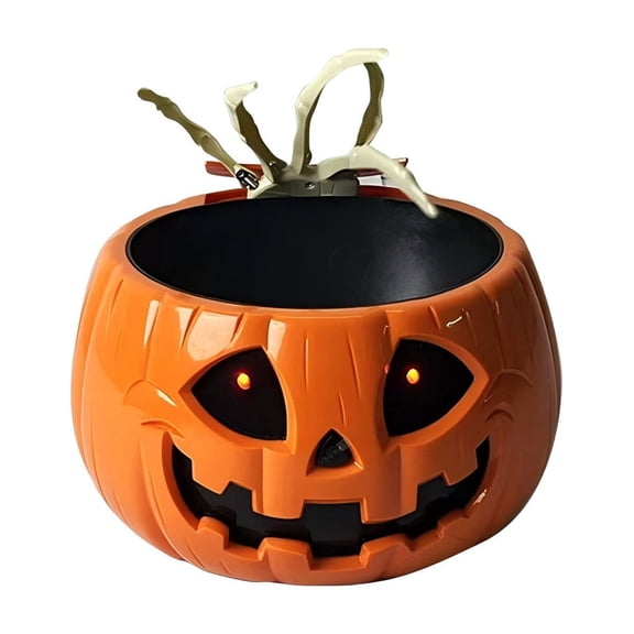 Clearance Under $9.99! 1 Pack Motion-Activated Halloween Pumpkin Candy Holder with Jumping Skeleton