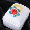 thumbnail image 4 of Sterling Silver Turquoise Enamel Coral Flower Ring, Unique Statement Ring, Gift For Wife, 4 of 4