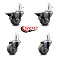 thumbnail image 2 of 3 Inch Gray Poly Wheel Swivel 7/16 Inch Grip Ring Stem Caster Set 2 Brakes, 2 of 2