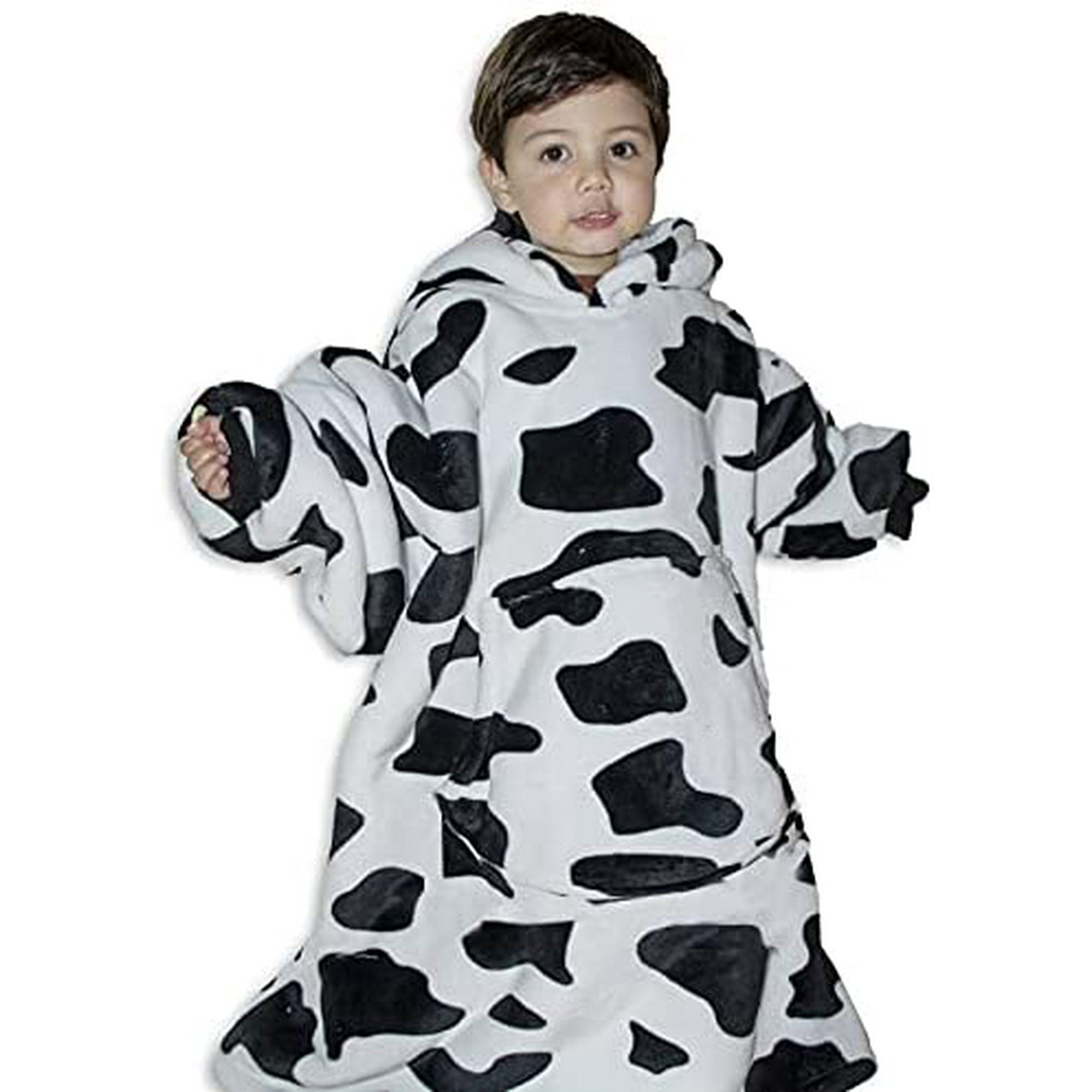 HHHC Blanket Hoodie Oversized Wearable Sweatshirt Blankets of Soft Sherpa Plush for Kids Boys Girls Cozy Warm Giant Hooded Snuggle Sweater with Front Pocket DairyCow Walmart