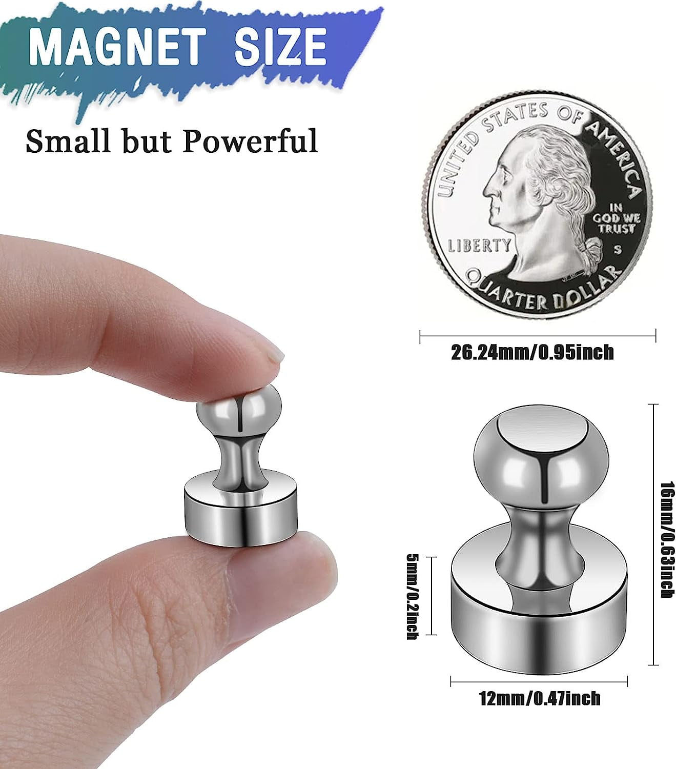 22Packs Neodymium s, Strong Magnets for Whiteboard, Push Pin Magnet, Small Strong Neodymium Refrigerator Magnet for Office, Kitchen, Adults, Home