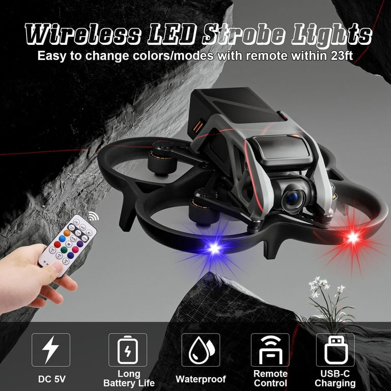 Lot De 4 Lampes Stroboscopiques 7 Couleurs Led Aircraft Strobe Ligh Charge Usb Mini Drone Flash Flash Flash Led Pour Drone Amz
