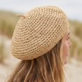 thumbnail image 7 of Byfri Crochet Straw Beret Hat French Artist Style Summer Hat for Women Daily Wear 54-58cm, 7 of 7