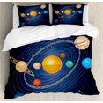 thumbnail image 1 of Astronomy Duvet Cover Set Queen Size, Celestial Cartoon Solar System Image with Planets and Sun Galaxy, Decorative 3 Piece Bedding Set with 2 Pillow Shams, Dark Night Blue Multicolor, by Ambesonne, 1 of 3