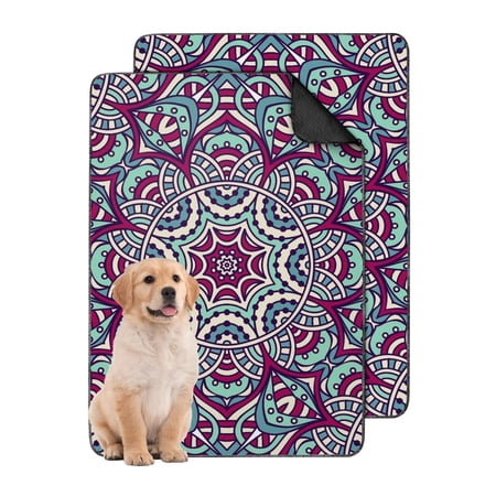 24 x35 Mandala Print Washable Dog Pee Pads Reusable Non-Slip Puppy Training Mats with Quick-Absorb Layer for Crate and Floor Protection.