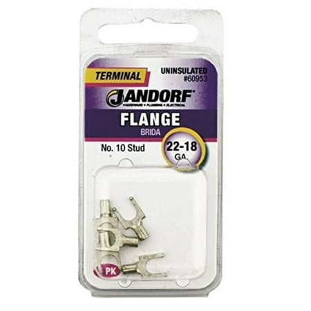 

3486818 TER FLANG22-18UNIN#10CD5 Jandorf 22-18 Ga. Uninsulated Wire Terminal Flange Silver (Pack of 1)