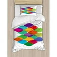 thumbnail image 3 of Colorful Queen Size Duvet Cover Set, Vibrant Colored Fish Silhouettes Shoal Exotic Underwater Wildlife Inspired Theme, Decorative 3 Piece Bedding Set with 2 Pillow Shams, Multicolor, by Ambesonne, 3 of 3