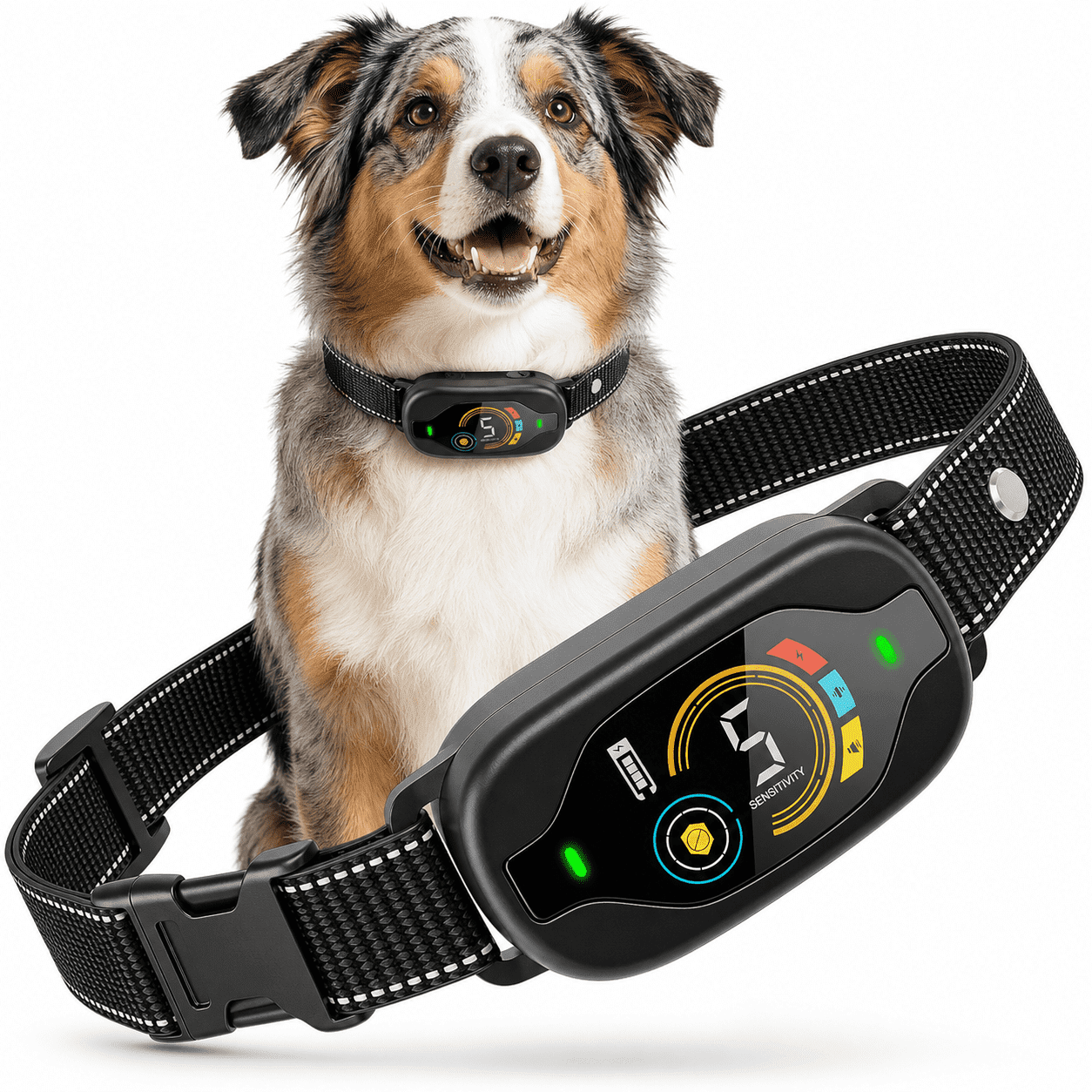 Carlikeit Rechargeable Bark Collar for Small Medium Large Dogs 5-150 lb, Smart Dual Detection Bark Training Device with 4 Modes, 5 Sensitivity Settings and IP67 Design