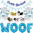 thumbnail image 3 of Dog Birthday Party Supplies, WOOF Balloon Banner, Paw Print Balloons, Happy Birthday Banner Foil Balloons (Gold), 3 of 4