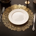 thumbnail image 6 of THOPBPRK Elegant Heat Resistant Placemats Foil Stamped Floral Dining Table Mats Rose Garden Charger Plates Hollow Out Round Tabletop Decor for Holiday Dinner Parties Wedding Receptions , Rose Gold, 6 of 6