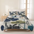 thumbnail image 3 of King Quilt Set 96''x106'', Navy Blue Green Floral Lightweight Summer Bedspread Coverlet Set with 2 Pillow Shams, Vintage Botanical Leaves Breathable All Season Quilt Bedding for Bedroom/Guest Room, 3 of 9