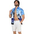 thumbnail image 2 of HAPPY BAY Men's Hawaiian Shirts Short Sleeve Button Down Shirt Mens Casual Shirts Vacation Tropical Beach Summer Party Shirts for Men Funny 7XL Palm Tree Island View, Blue, 2 of 6