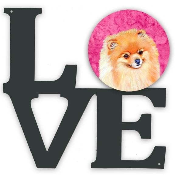 Pink Pomeranian Metal Wall Artwork LOVE