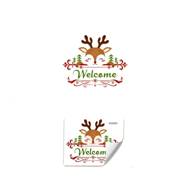 Christmas Reindeer Door Sticker Decoration Welcome Background Wall Art Living Room Home Decor Pvc Wall Decal For Holiday Christmas Party Indoor Decorating