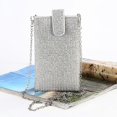 thumbnail image 4 of Mini Cellphone Pouch Crystal Long Shoulder Bag Diamond Crossbody Bag for Earphone Phone Small Things(Silver), 4 of 4