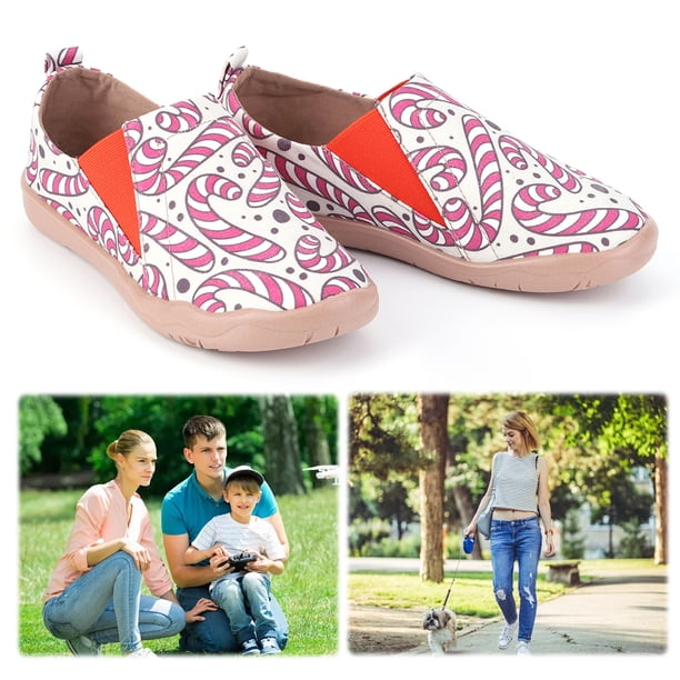 Zapatos Cómodos para Barcos Informales Lona Mocasines Navideños Mujer Antideslizantes Transpirables Punta Redonda Viajes Al Aire Libre