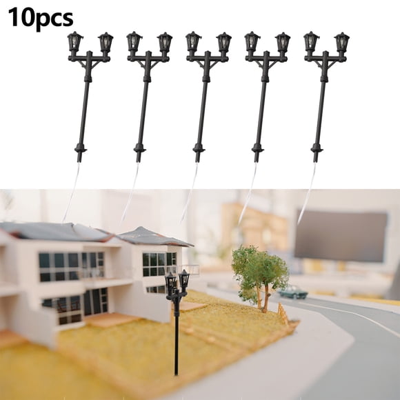 10Pcs Model Street Lights Scale 1:100 Railway LED Lamppost Patio Garden Lamps