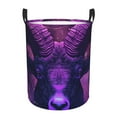 thumbnail image 1 of Balery Purple Starry Sky Antelope Cesta de ropa redonda con asas, impermeable, independiente, para ropa, juguetes, dormitorio y familia-Medium, 1 of 6