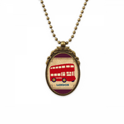 UK London Double-decker Bus Stamp Antique Necklace Vintage Bead Pendant Keychain