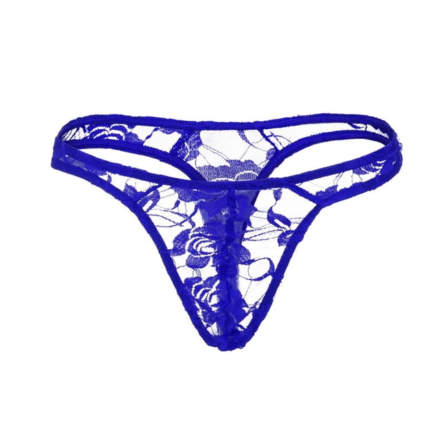 Gibobby Lencería sexy de mujer tanga Ropa interior de lencería Ropa interior de hombre de encaje completo Ropa interior de hombre Correa sexy Íntimos sexy(Azul Talla única)