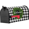 thumbnail image 4 of Welcome Box Magnetic Mailbox Cover - Green Wreath Black and White Buffalo Plaid Mailbox Covers Standard Size 21x18inch Polyester Mailbox Wraps Cover for Home Garden Outdoor Decoration, 4 of 6