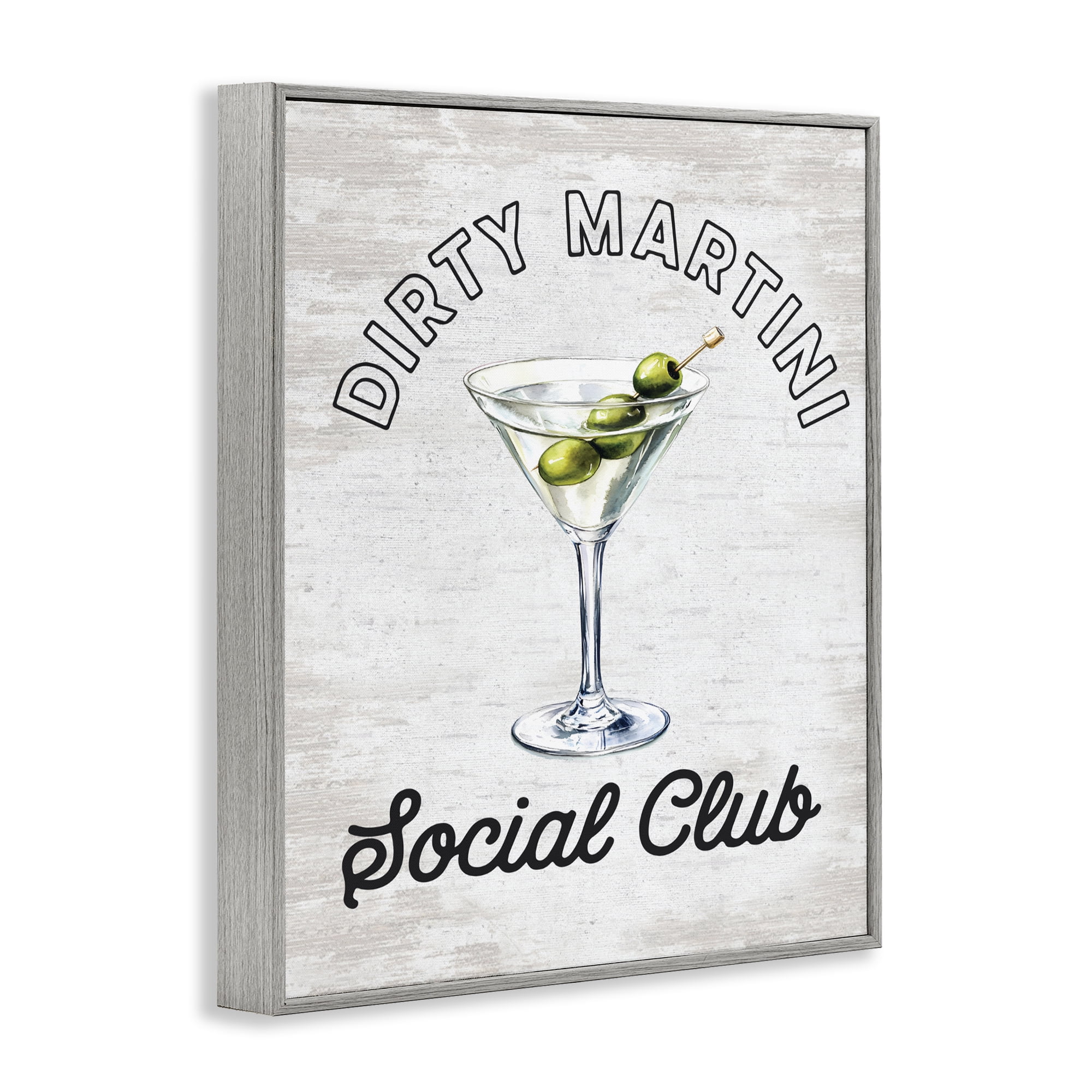 Stupell Industries Dirty Martini Social Club Gray Framed Giclee Art, design by Lettered and Lined