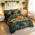 thumbnail image 2 of Manfei Maximalism Lion Full Size Bedding Sets, Tribal Palm Leaf Full Size Bed in a Bag, Dark Green Brown, Black Reversible, 7-Piece, 2 of 6