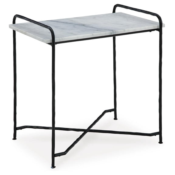 Signature Design by Ashley Ashber Marble Top Accent Table, White & Black