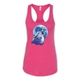 thumbnail image 2 of Wild Bobby, Wolf Howling at the Moon | Womens Animal Lover Jersey Racerback Tank Top, Raspberry, Large, 2 of 3