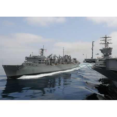 Military Sealift Command Ships - LAMINATED POSTER The Military Sealift Command fast combat support ship USNS Rainier (T-AOE 7) pulls alongside the air Poster Print 24 x 36