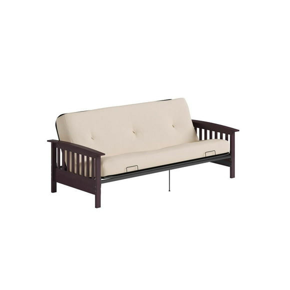 DHP Neo Espresso Wooden Arm Futon Frame & Mattress