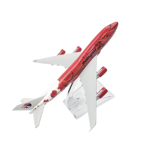 Modèle d'Avion 15cm Malaysia Red Flower B747 Échelle 1/400 Modèle d'Avion de Passagers en Alliage Simulation avec Support d'Exposition