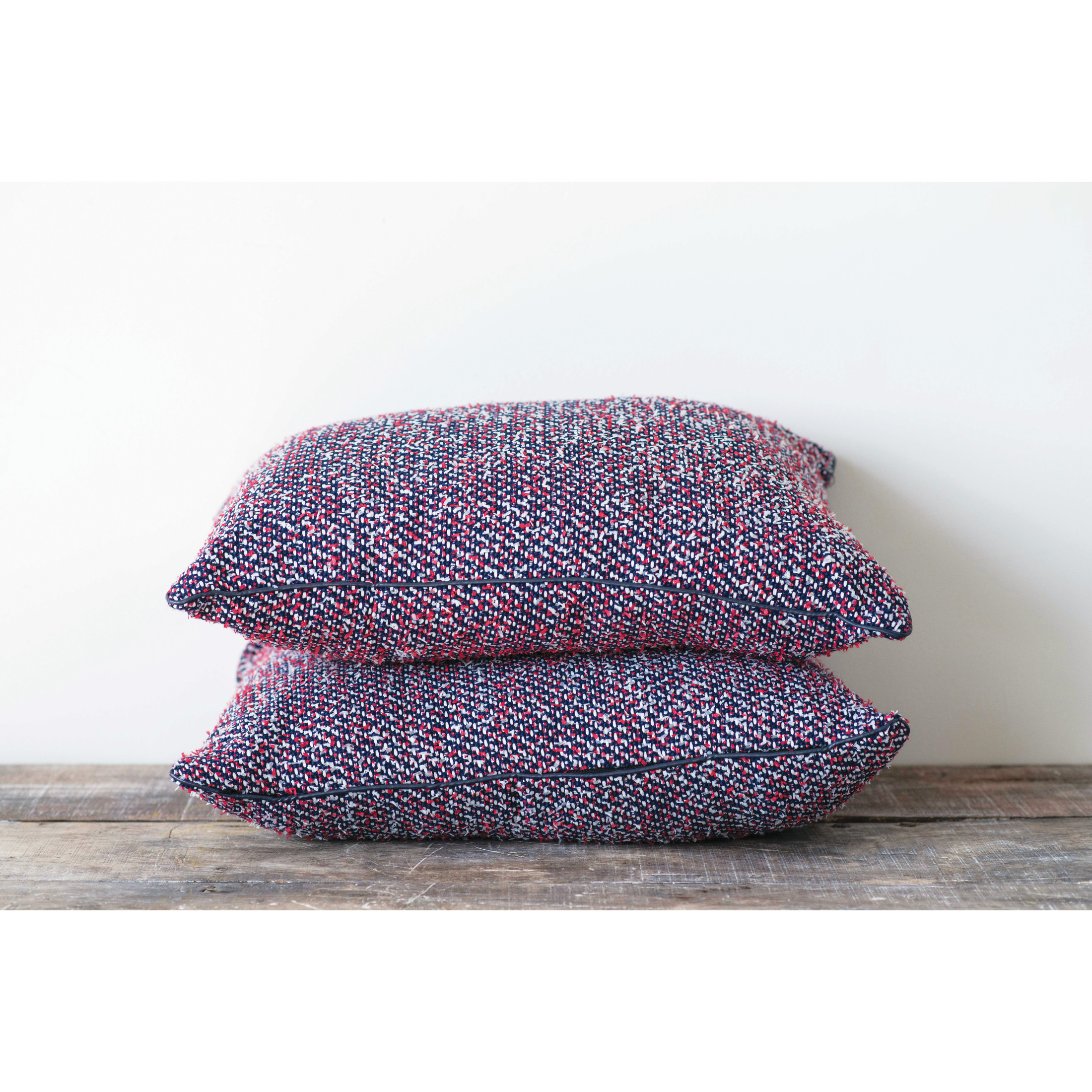 Creative Co-Op Red, White & Blue Rectangle Wool Blend Pillow