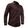 thumbnail image 2 of XDZJLR Mens Shirts Striped Printed Long Sleeved Fashion Trend Tee, 2 of 7