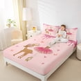 thumbnail image 5 of Homewish Kawaii Ballet Princess Twin Sheet Sets for Kids, Flower Deer Elk Twin Fitted Sheet, Pink Sequin Print Flat Sheet, Luxury Bedroom Decor, 3pcs, 5 of 8