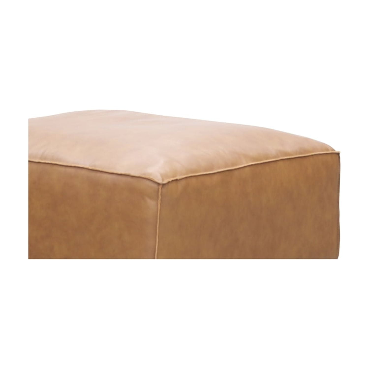 Ottoman - Sonoran Tan Leather Footstool - Modern Upholstered Storage Ottoman - Round & Square Design