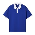 thumbnail image 1 of FcBaudy Hauts pour Femmes, Chemisier à Manches Courtes Col Rabattu & Chemise d'Été pour Femmes avec Col à Revers, Boutons, Épaules Dénudées, Couleur Contrastée, Chemise à Manches Courtes, T-Shirt Ample, Chemisier pour Femmes, 1 of 2