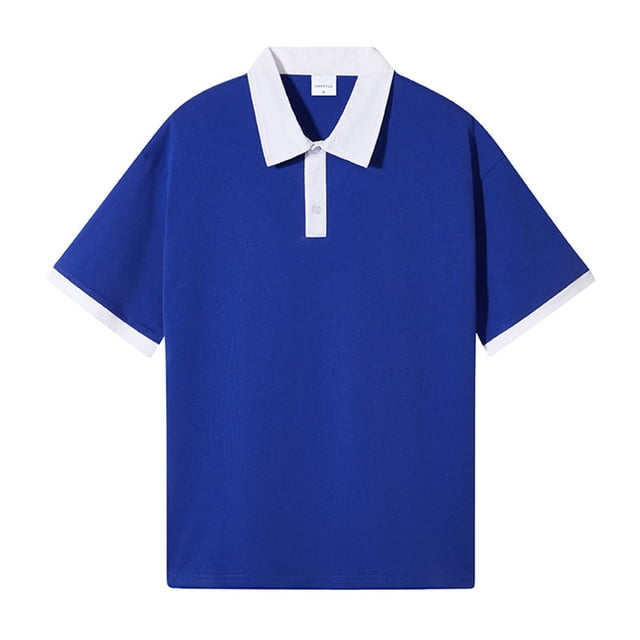 FcBaudy Hauts pour Femmes, Chemisier à Manches Courtes Col Rabattu & Chemise d'Été pour Femmes avec Col à Revers, Boutons, Épaules Dénudées, Couleur Contrastée, Chemise à Manches Courtes, T-Shirt Ample, Chemisier pour Femmes