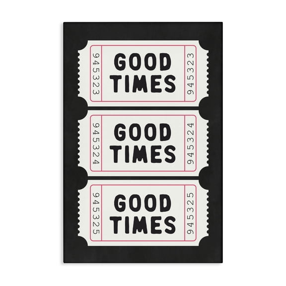 Stupell Industries Good Times Tickets on Black Canvas Wall Art, design by Lettered and Lined, 45 x 30