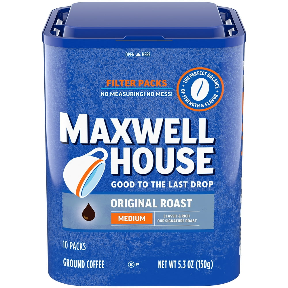 Maxwell House Original Roast Ground Coffee Filter Packs, 10 ct Pack