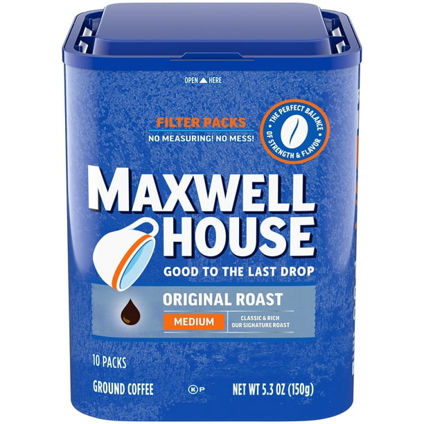 Maxwell House Original Roast Ground Coffee Filter Packs, 10 ct Pack