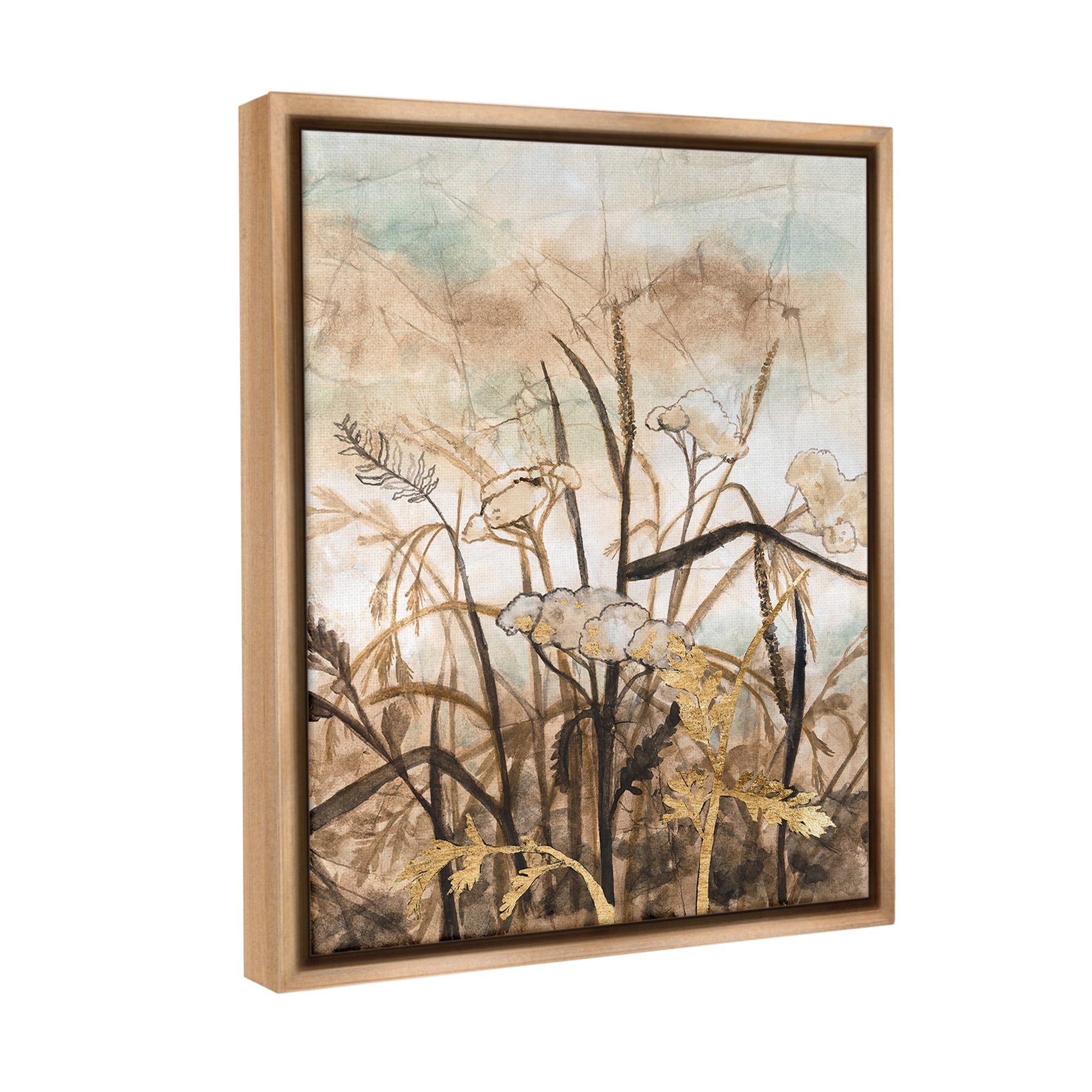 Stupell Industries Abstract Neutral Landscape Landscape Painting Brown Floater Framed Canvas Art Print Wall Art, 25 x 31