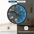 thumbnail image 5 of Voice Activated Clock with Glow Light 12 Inch Large Silent Wall Clock Battery Operated for Home Decor Brown-blue Butterfly Pattern, 5 of 8