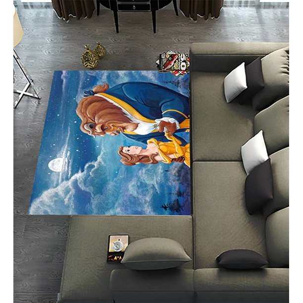 DEYOU Beauty and the Beast Area Rugs 4 x 5ft Floor Carpet Mat for