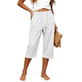 thumbnail image 3 of Women’s Waffle Capirs - Summer Straight Leg Elastic Waist Waist Bottoms - Loose Comfy Beach Vacation Casual Trousers, 3 of 5