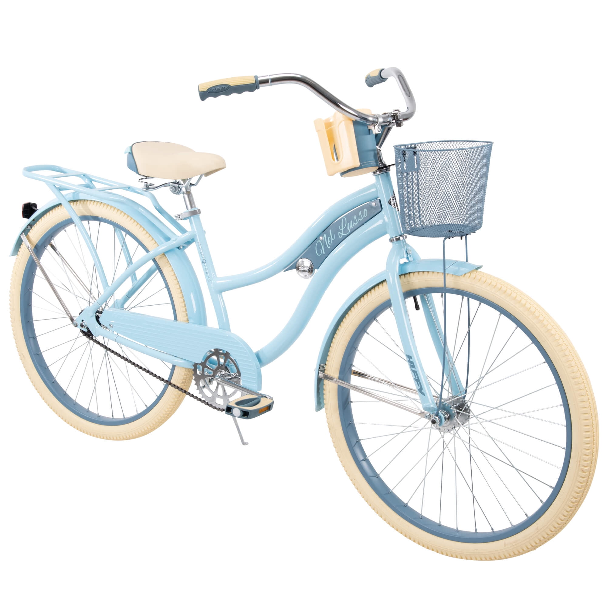 Huffy 26” Nel Lusso Women's Classic Cruiser Bike Perfect Fit Frame Light Blue 