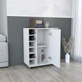 thumbnail image 4 of Modern White Bar Cart With And Storage, 6 Wine Rack, Engineered Wood For Living Space 2 Storage Shelves, 6-wine Bottle Rack Smooth-rolling , Area, 4 of 4